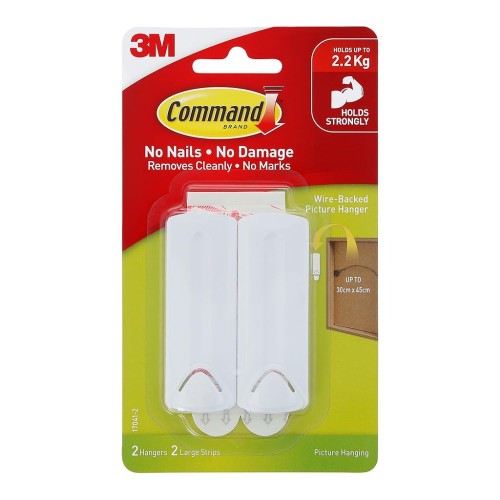 Command Picture Hanger 17041 Large White Wire-Backed, Pack of 2 Command Picture Hanger 17041 Large White Wire-Backed, Pack of 2