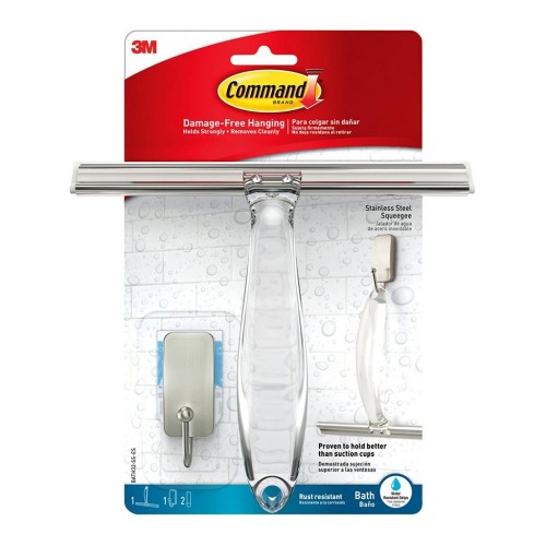 Command Metal Bath Hook and Squeegee BATH32-SS-ES Command Metal Bath Hook and Squeegee BATH32-SS-ES