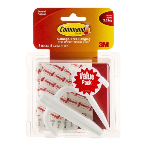 Command Hook 17003-3 Large White 3 Pack Command Hook 17003-3 Large White 3 Pack