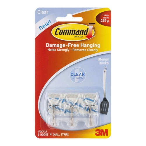 Command Hook 17067CLR Small Clear Wire Utensil 3 Pack Command Hook 17067CLR Small Clear Wire Utensil 3 Pack
