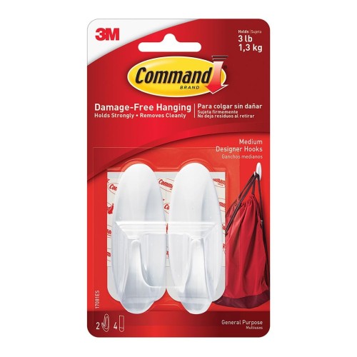 Command Hook 17081-2VP Designer Small Medium White, Pack of 4 Command Hook 17081-2VP Designer Small Medium White, Pack of 4