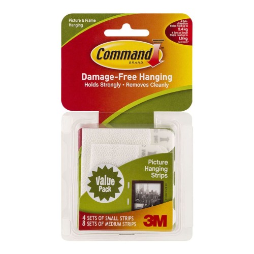 Command Strips Picture Hanging 17203 Assorted White 12 Pairs Command Strips Picture Hanging 17203 Assorted White 12 Pairs