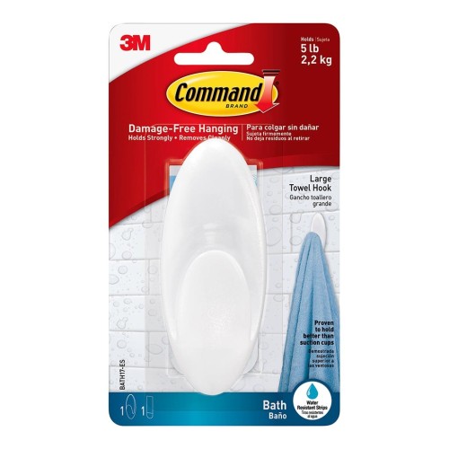 Command Towel Hook BATH17-ES Large Frosted Command Towel Hook BATH17-ES Large Frosted