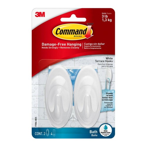 2-Pack Command Bathroom Hook 17086Q-BES Medium White 2-Pack Command Bathroom Hook 17086Q-BES Medium White