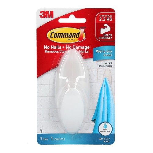 Command Wet Area Hook WET17-ES Large White Command Wet Area Hook WET17-ES Large White