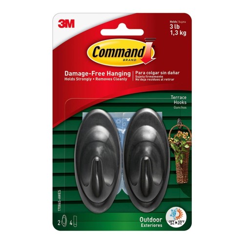 2-Pack Command Outdoor Terrace Hooks 17086S-AWES Medium Slate 2-Pack Command Outdoor Terrace Hooks 17086S-AWES Medium Slate