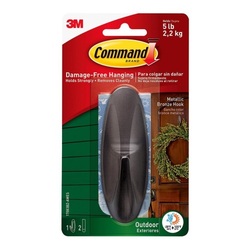 Command Outdoor Hook 17083BZ-AWES Large Metallic Bronze Command Outdoor Hook 17083BZ-AWES Large Metallic Bronze