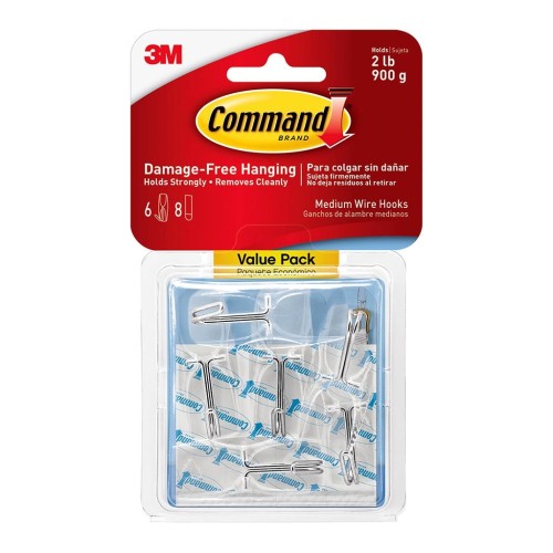 Command Hook 17065CLR-6ES Medium Clear Wire, Pack of 6 Command Hook 17065CLR-6ES Medium Clear Wire, Pack of 6