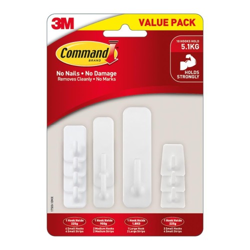 Command Hook 17500-10 Assorted White, Pack of 10 Command Hook 17500-10 Assorted White, Pack of 10