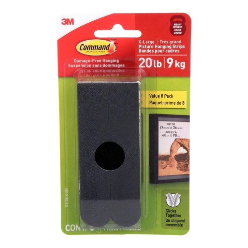 Command Picture Hanging Strips 17217BLK-ES X-Large Black, Pack of 4 Sets Command Picture Hanging Strips 17217BLK-ES X-Large Black, Pack of 4 Sets