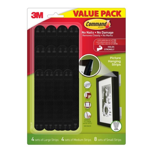 Command Picture Hanging Strips 17036BLK-NRVP Narrow Black, Value Pack of 8 Sets Command Picture Hanging Strips 17036BLK-NRVP Narrow Black, Value Pack of 8 Sets
