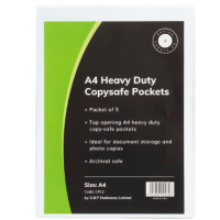 5-Pack OSC Copysafe Pockets Heavy Duty Unpunched 190 Micron A4