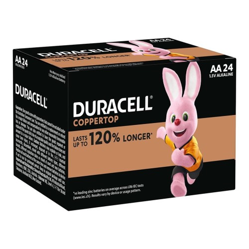 24-Pack Duracell Coppertop Alkaline AA Battery 50% Longer Life 24-Pack Duracell Coppertop Alkaline AA Battery 50% Longer Life