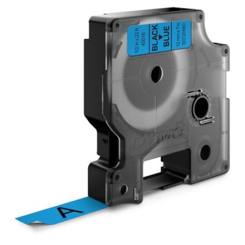 Dymo 45016 12mm x 7m Black on Blue D1 Label Tape - Genuine Dymo 45016 12mm x 7m Black on Blue D1 Label Tape - Genuine