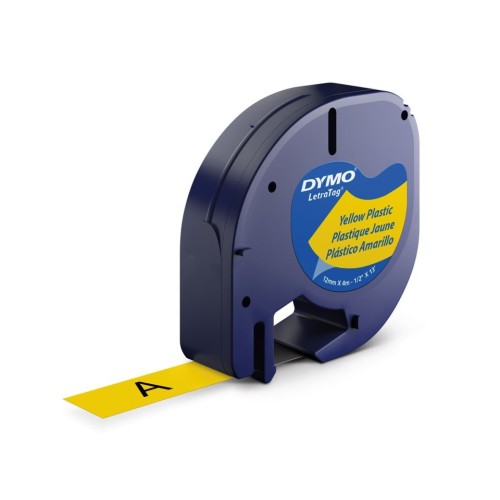 Dymo 91332 Letratag Plastic 12mm x 4m Yellow Label Tape - Genuine Dymo 91332 Letratag Plastic 12mm x 4m Yellow Label Tape - Genuine