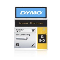 Dymo 1734821 Rhino Black on White Labels Vinyl 5m x 24mm - Genuine