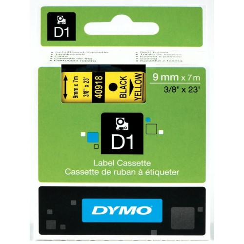 Dymo 9mm x 7m Black on Yellow D1 Label Tape - Genuine Dymo 9mm x 7m Black on Yellow D1 Label Tape - Genuine