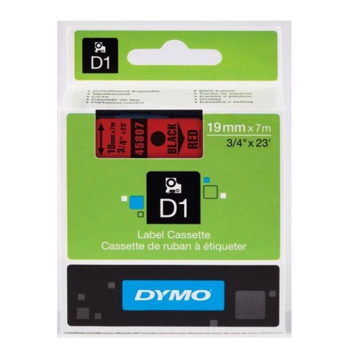 Dymo 19mm x 7m Black on Red D1 Label Tape - Genuine Dymo 19mm x 7m Black on Red D1 Label Tape - Genuine