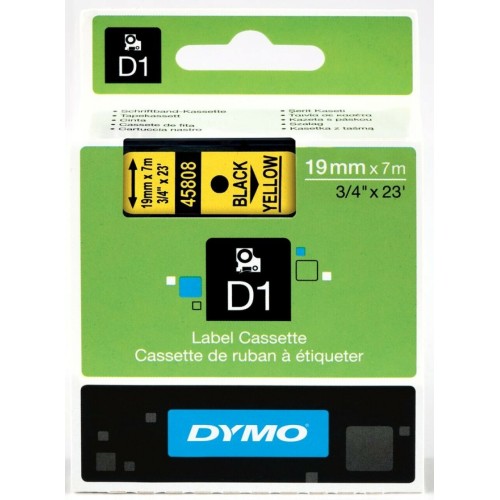 Dymo 19mm x 7m Black on Yellow D1 Label Tape - Genuine Dymo 19mm x 7m Black on Yellow D1 Label Tape - Genuine