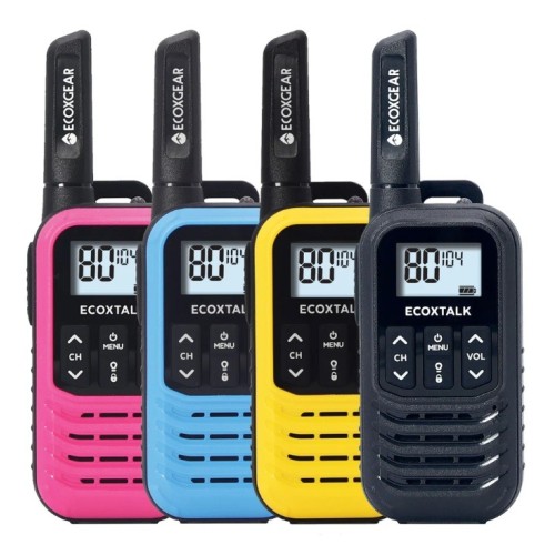 4-pack ECOXGEAR ECOXTALK EXG50 UHF CB Handheld Radios (Black, Blue, Pink, and Yellow) 4-pack ECOXGEAR ECOXTALK EXG50 UHF CB Handheld Radios (Black, Blue, Pink, and Yellow)