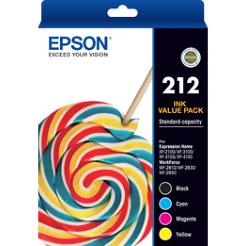 Epson 212 - C13T02R692 Ink C+Y+M 130 Pages +Bk 150 Pages - Genuine Epson 212 - C13T02R692 Ink C+Y+M 130 Pages +Bk 150 Pages - Genuine