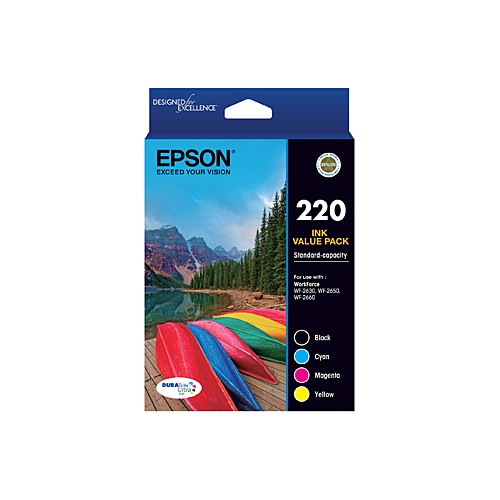 Epson 220 - C13T293692 Value Pack 1 x BK/C/M/Y 165 Pages - Genuine Epson 220 - C13T293692 Value Pack 1 x BK/C/M/Y 165 Pages - Genuine