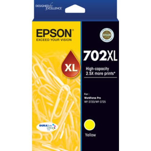 Epson 702XL - C13T345492 High Yield Yellow Ink 950 Pages - Genuine Epson 702XL - C13T345492 High Yield Yellow Ink 950 Pages - Genuine