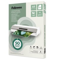 100-Pack Fellowes Laminating Pouches Light Recycled Content A3 Gloss