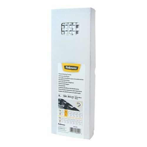 Fellowes Plastic Binding Combs White 8 mm - 100 pack Fellowes Plastic Binding Combs White 8 mm - 100 pack