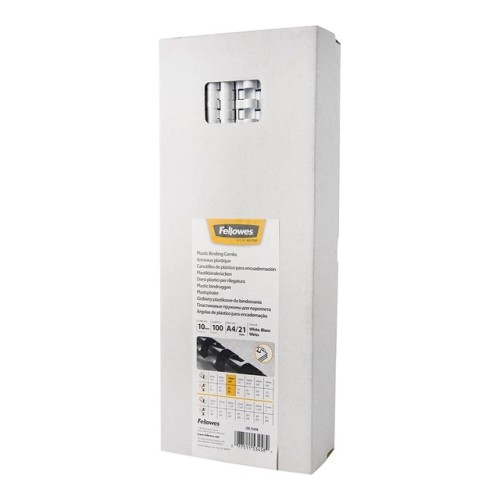 Fellowes Plastic Binding Combs White 10 mm - 100 Pack Fellowes Plastic Binding Combs White 10 mm - 100 Pack