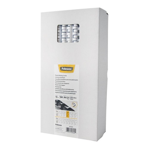Fellowes Plastic Binding Combs White 12mm - 100 pack
