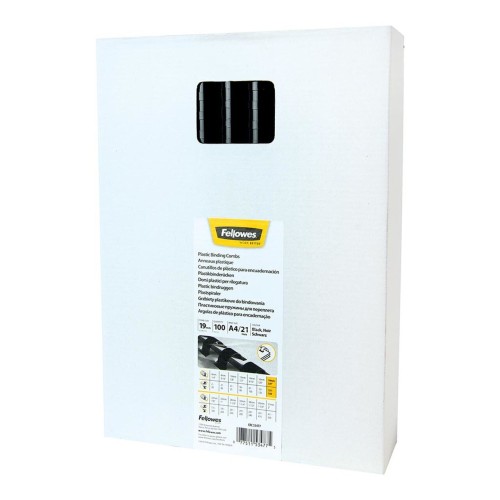 Fellowes Plastic Binding Combs Black 19 mm - 100 Pack Fellowes Plastic Binding Combs Black 19 mm - 100 Pack