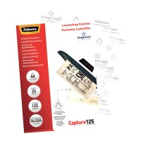 25 Fellowes Laminating Pouches Gloss 125 micron A4