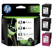 HP 63 - 3YP09AA Black and Colour Ink Cartridges 3 Pack - Genuine