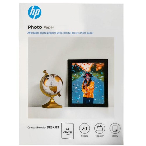 HP 9RR55A Photo Paper 20 Pages Glossy 180gsm A4 - Genuine HP 9RR55A Photo Paper 20 Pages Glossy 180gsm A4 - Genuine