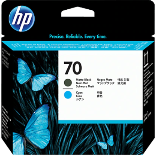 HP 70 C9404A Matt Black and Cyan Printhead - Genuine HP 70 C9404A Matt Black and Cyan Printhead - Genuine
