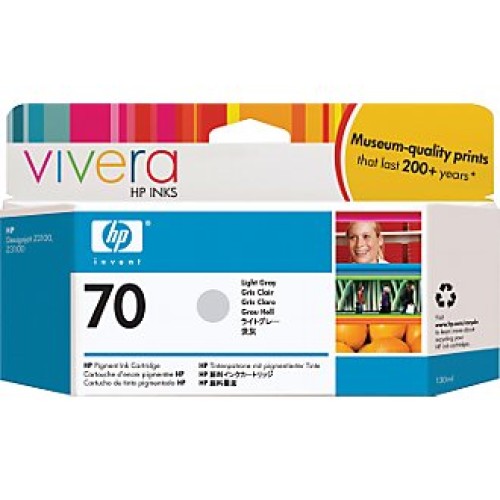 HP No.70 130ml Ink Cartridge - Light Gray - Genuine HP No.70 130ml Ink Cartridge - Light Gray - Genuine