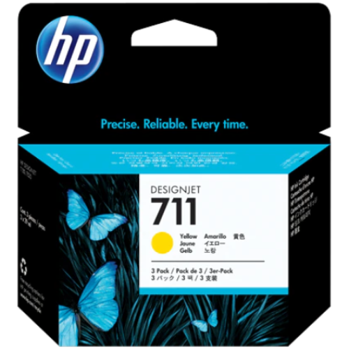 HP 711 - CZ136A 3-Pack Yellow Designjet Ink Cartridge 29ml - Genuine HP 711 - CZ136A 3-Pack Yellow Designjet Ink Cartridge 29ml - Genuine