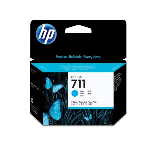 HP 711 - CZ134A 3-Pack Cyan Designjet Ink 29ml - Genuine HP 711 - CZ134A 3-Pack Cyan Designjet Ink 29ml - Genuine
