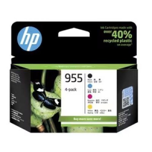 HP 955 6ZD25AA 4-Colour Ink Pack BK+C+M+Y 1000/700 Pages - Genuine HP 955 6ZD25AA 4-Colour Ink Pack BK+C+M+Y 1000/700 Pages - Genuine