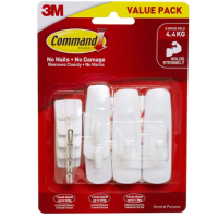 Command Hook 17012-8 Assorted White 10346 Value Pack of 8