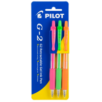 Pilot G2 Gel Fine Neon Pink Green Orange Pack of 3