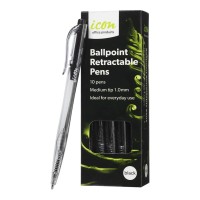 Ballpoint Retractable Pens Medium Black - 10 Pack