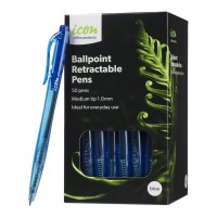 Ballpoint Retractable Pens Medium Blue - 50 Pack