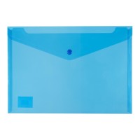 PP Document Wallet A4 Button Closure Blue