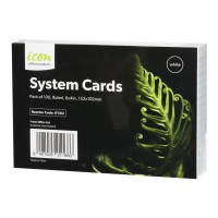 System Cards Ruled 6x4 White - 100 Pack