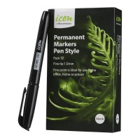 12-Pack Permanent Marker Pen Style Black