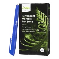 12-Pack Permanent Marker Pen Style Blue