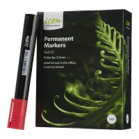 12-Pack Permanent Marker Bullet Tip Red