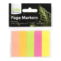 Page Markers 15mm x 50mm Neon 5 Pack